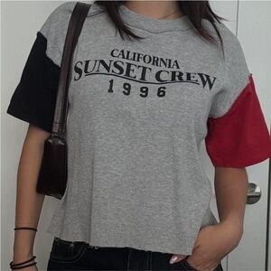 California Sunset Crew 1996 Women's Gray, Black, and Red Tee